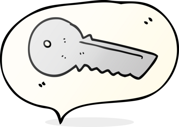 Bir insan tarafından çizilmiş serbest konuşma balonu çizgi film kapı anahtarı