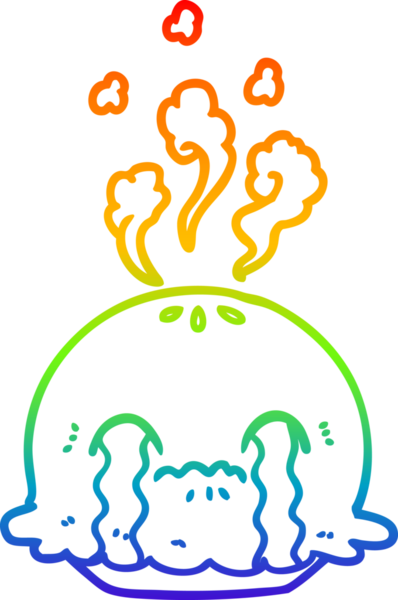 Gökkuşağı gradyan çizgi çizimi bir insan tarafından çizilmiş ağlayan bir turta