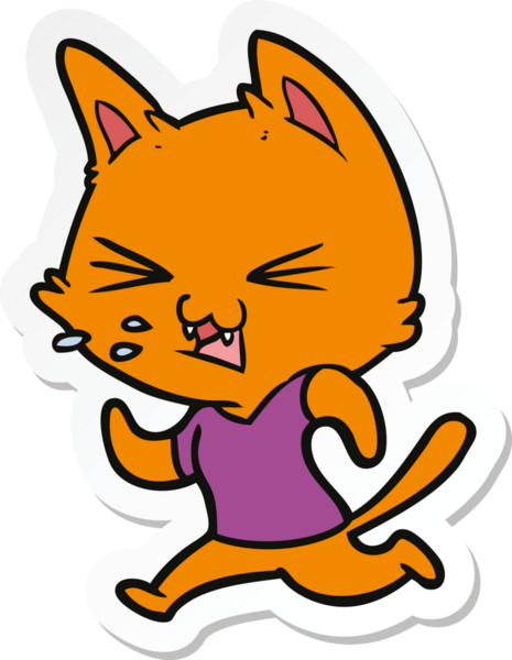 Koşan bir kedinin insan tarafından çizilmiş çıkartması.