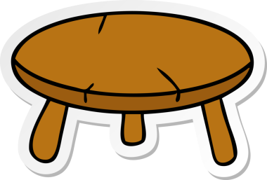 Bir insan tarafından çizilmiş ahşap bir tabureye ait el çizimi karikatür.