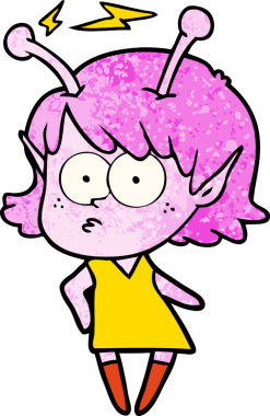 Bir insan tarafından çizilmiş uzaylı kız.