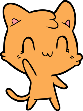 Bir insan tarafından çizilmiş mutlu bir kedi.