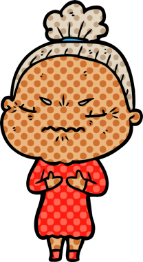 Çizgi film bir insan tarafından çizilmiş yaşlı bir kadın tarafından rahatsız edildi.