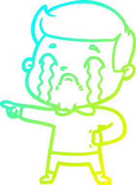 Bir insan tarafından çizilmiş ağlayan bir çizgi film karakteri çizimi.