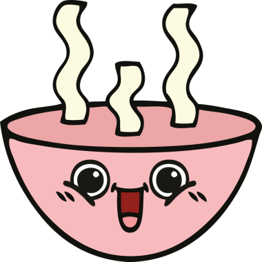 Bir insan tarafından çizilmiş sıcak çorba karikatürü.