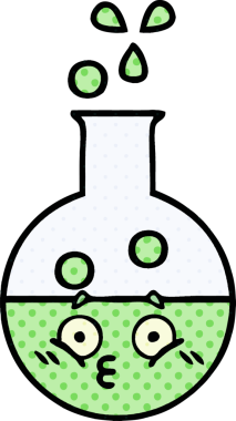 Bir insan tarafından çizilmiş bir test tüpünün çizgi romanı.