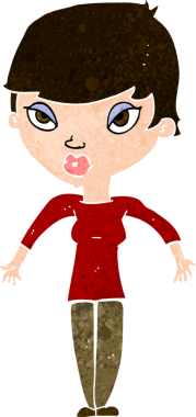 Bir insan tarafından çizilmiş omuz silken çizgi filmdeki kadın.