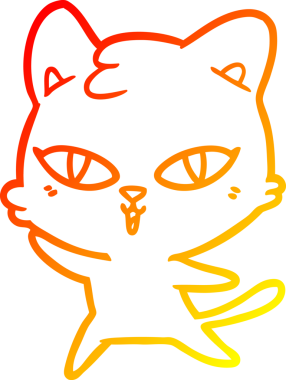 Bir insan tarafından çizilmiş çizgi film kedisinin sıcak çizgi çizimi