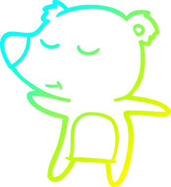 Bir insan tarafından çizilen mutlu çizgi film ayısının soğuk gradyan çizgisi.