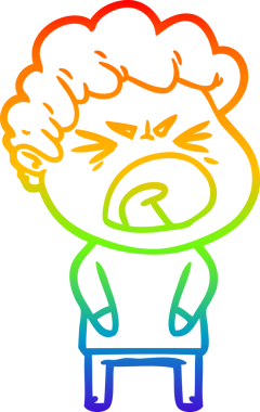 Bir insan tarafından çizilmiş öfkeli bir adamın çizdiği gökkuşağı gradyan çizgisi.