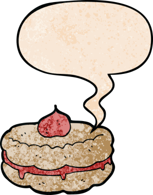 bir insan tarafından çizilmiş eski moda konuşma baloncuklu çizgi film bisküvisi