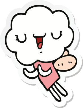 Bir insan tarafından çizilmiş şirin bir bulut kafalı yaratığın çıkartması.