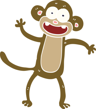 Bir insan tarafından çizilmiş karalama yapan maymun.