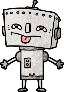 Bir insan tarafından çizilmiş çizgi film robotu