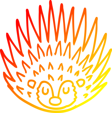 Bir insan tarafından çizilmiş sivri dikenli kirpinin sıcak çizgi çizimi