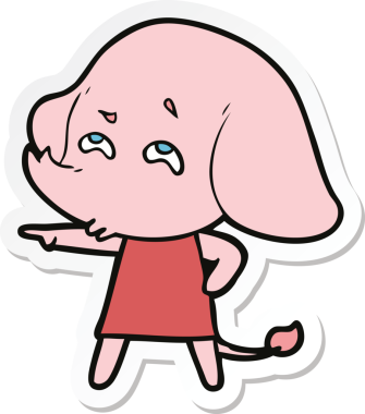 Bir insan tarafından çizilmiş karikatür filinin çıkartması.