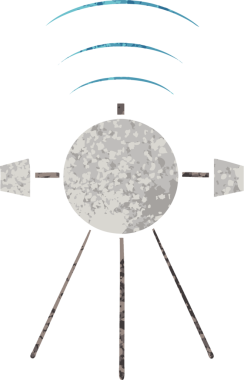 Bir insan tarafından çizilmiş bir uydunun retro çizim tarzı karikatürü