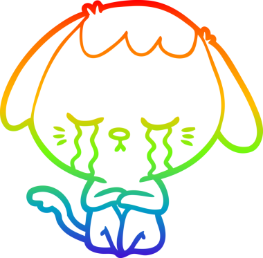 gökkuşağı gradyan çizgi çizimi bir insan tarafından çizilmiş ağlayan bir köpek