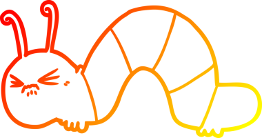 Bir insan tarafından çizilmiş kızgın tırtılın sıcak çizgi çizimi.