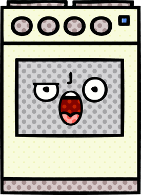 Bir insan tarafından çizilmiş mutfak fırınının çizgi romanı.