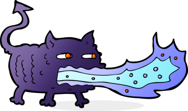 Bir insan tarafından çizilmiş ateş soluyan şeytan.