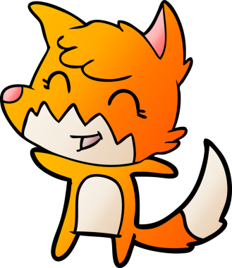 Bir insan tarafından çizilmiş mutlu çizgi film tilkisi.