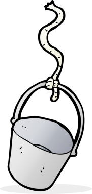 Bir insan tarafından çizilmiş çizgi film kovası.