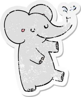 Bir insan tarafından çizilmiş dans eden bir filin sıkıntılı çıkartması.