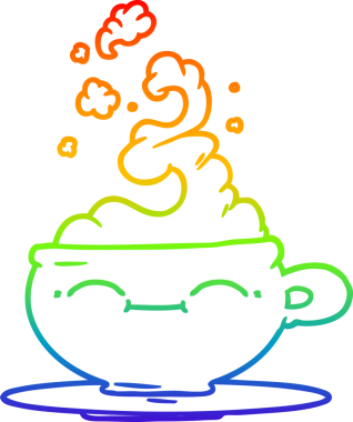 gökkuşağı gradyan çizgisi bir insan tarafından çizilmiş sıcak kahve fincanı