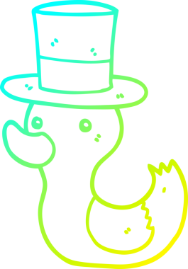 Bir insan tarafından çizilmiş silindir şapkalı bir ördek çizimi.