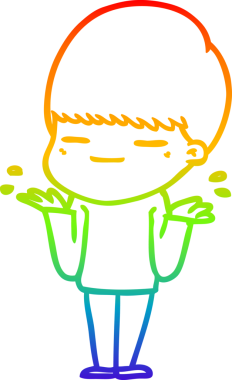 Gökkuşağı gradyan çizgi çizimi bir insan tarafından çizilmiş kendini beğenmiş bir çocuk.