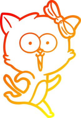 Bir insan tarafından çizilmiş çizgi film kedisinin sıcak çizgi çizimi