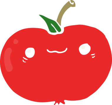 Bir insan tarafından çizilmiş düz renk çizgi film elması