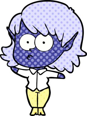 Bir insan tarafından çizilmiş çizgi film elf kızı.