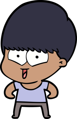 Bir insan tarafından çizilmiş mutlu çocuk çizgi filmi.