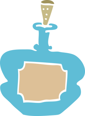 Bir insan tarafından çizilmiş karikatür parfüm şişesi.