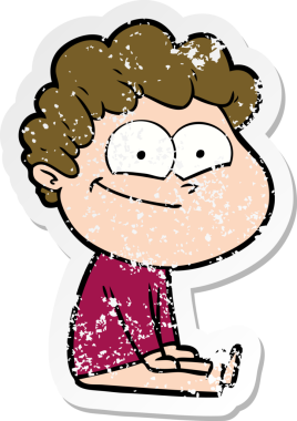 Bir insan tarafından çizilmiş mutlu bir adamın sıkıntılı çıkartması.