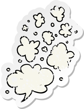 Bir insan tarafından çizilmiş karikatür dekoratif duman üfleme elementlerinin geriletilmiş yapıştırması.