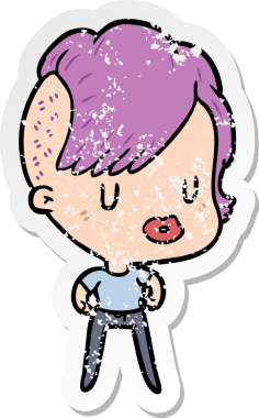 Bir insan tarafından çizilmiş bir karikatür kızının sıkıntılı çıkartması.