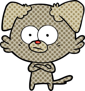 Bir insan tarafından çizilmiş sinirli köpek çizgi filmi.