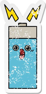 Bir insan tarafından çizilmiş şirin bir karikatür bataryasının sıkıntılı çıkartması.