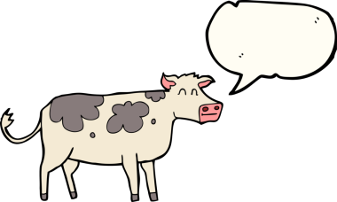 Bir insan tarafından çizilmiş serbest konuşma balonu karikatürü ineği