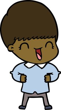 Bir insan tarafından çizilmiş mutlu çizgi film çocuğu.