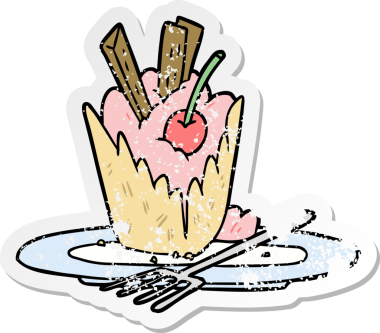 Bir insan tarafından çizilmiş karikatür tatlısının sıkıntılı çıkartması.