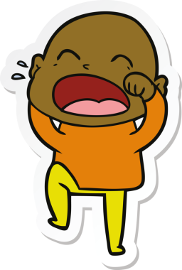 Bir insan tarafından çizilmiş kel adam diye bağıran bir çizgi film çıkartması.