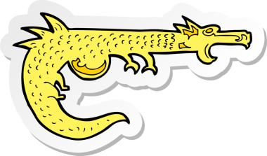 Bir insan tarafından çizilmiş bir ortaçağ ejderhasının çıkartması.