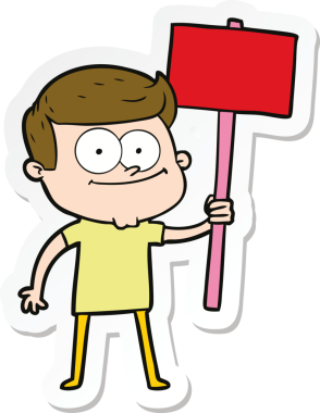 Bir insan tarafından çizilmiş mutlu bir adamın çıkartması.