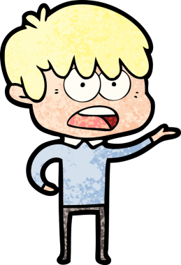 Bir insan tarafından çizilmiş endişeli çizgi film çocuğu.