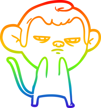 gökkuşağı gradyan çizgi çizimi bir insan tarafından çizilmiş bir maymun