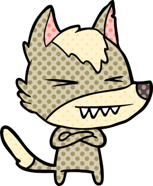 Bir insan tarafından çizilmiş kızgın kurt çizgi filmi.